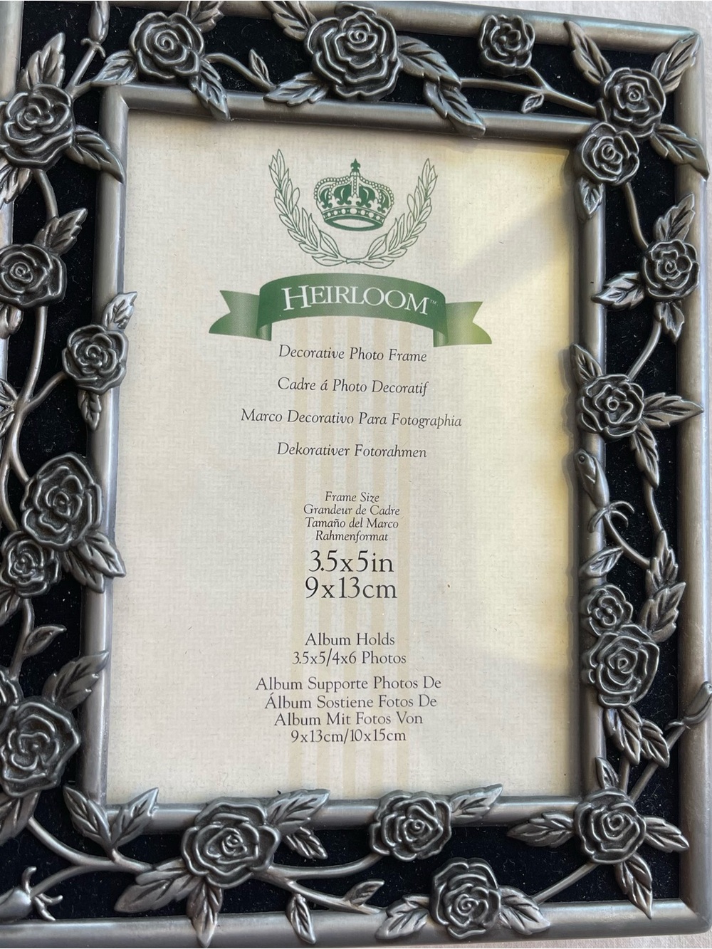 Heirloom Peuter Rose Vine Decorative Photo Frame & Brag book.